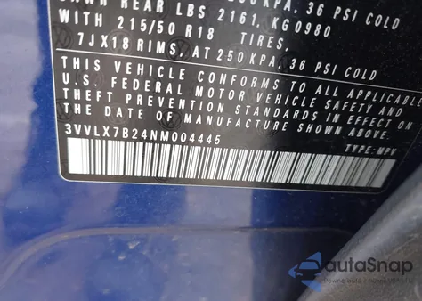 2022 Volkswagen Taos 1.5T Se z USA, uszkodzony, nr VIN 3VVLX7B24NM004445